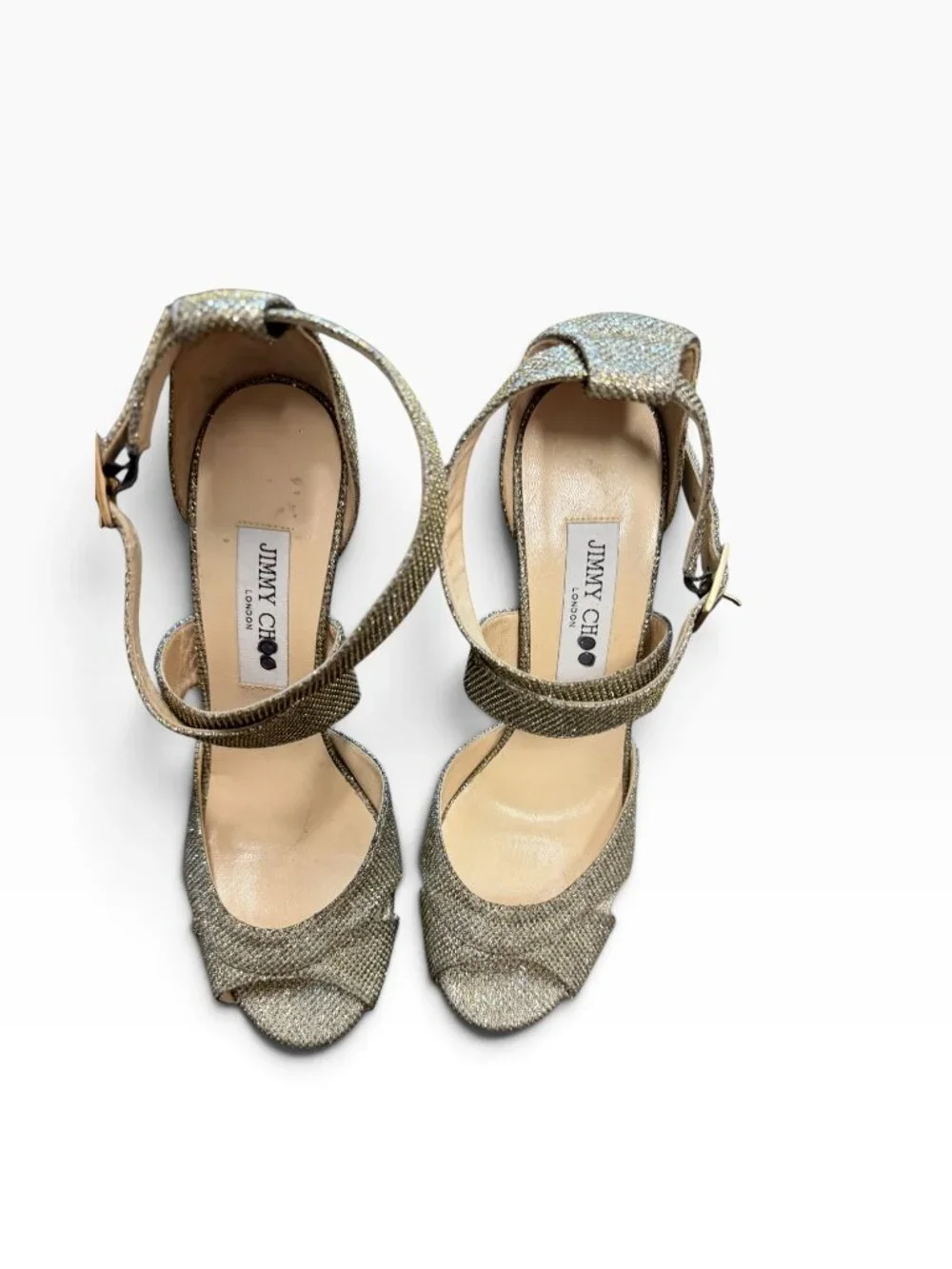 Jimmy Choo Kuki Gold Glitter Platform Sandals 39.5 US 9.5